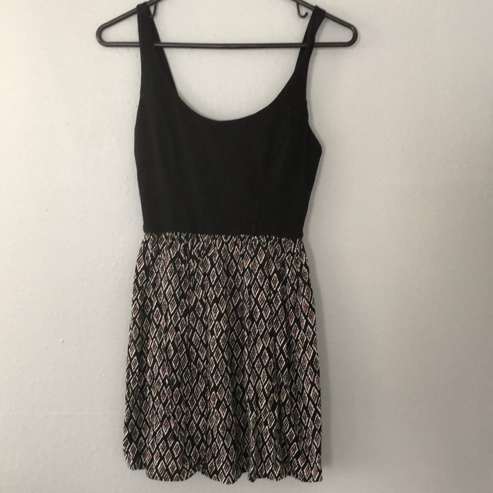 Black and patterned mini dress